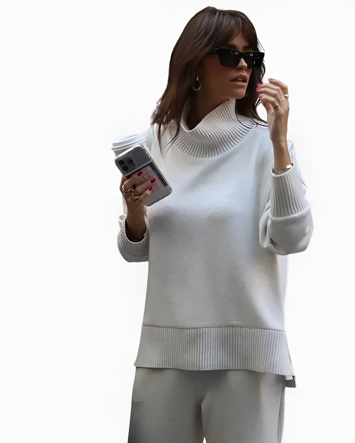 Tavelle | Knit Lounge Set with Turtleneck Top