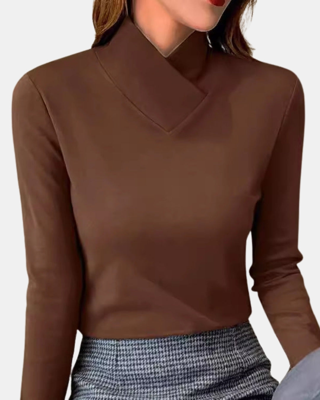 Tavessa | Sleek High Neck Long Sleeve Top