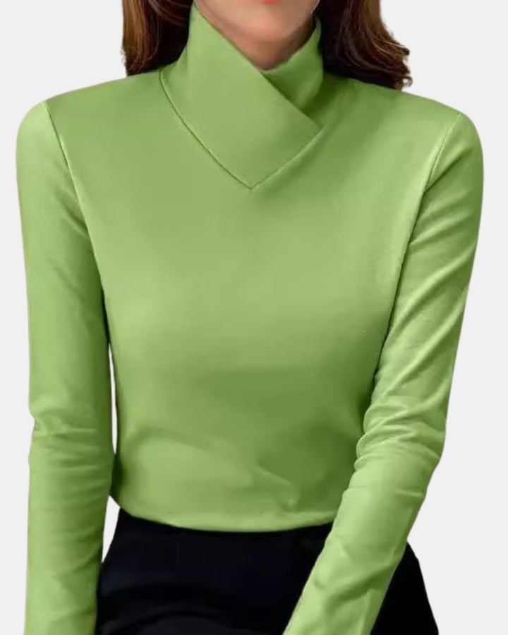 Tavessa | Sleek High Neck Long Sleeve Top