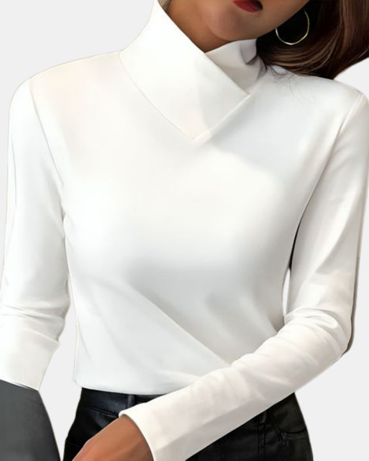 Tavessa | Sleek High Neck Long Sleeve Top