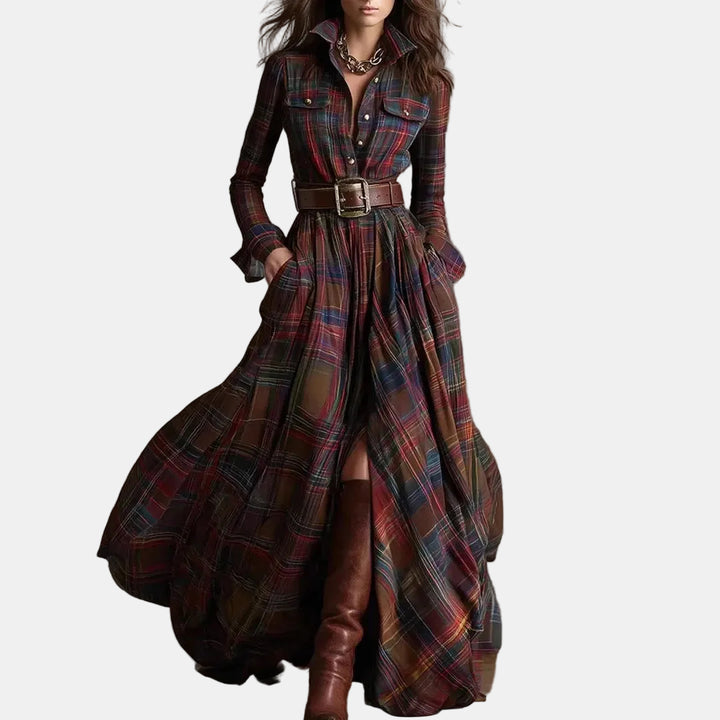 Tazlina | Button Maxi Dress with Pattern