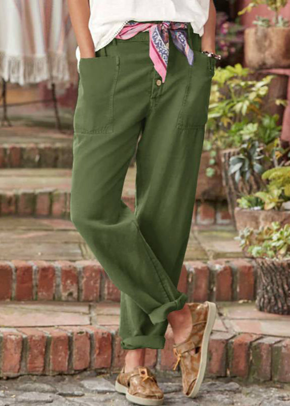 Tessa | Button Front Straight Leg Pants with Pockets