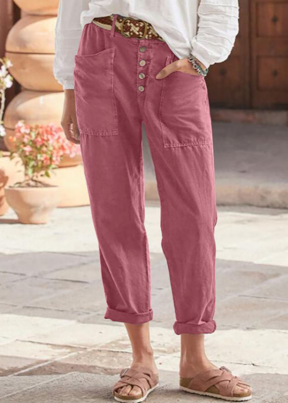 Tessa | Button Front Straight Leg Pants with Pockets