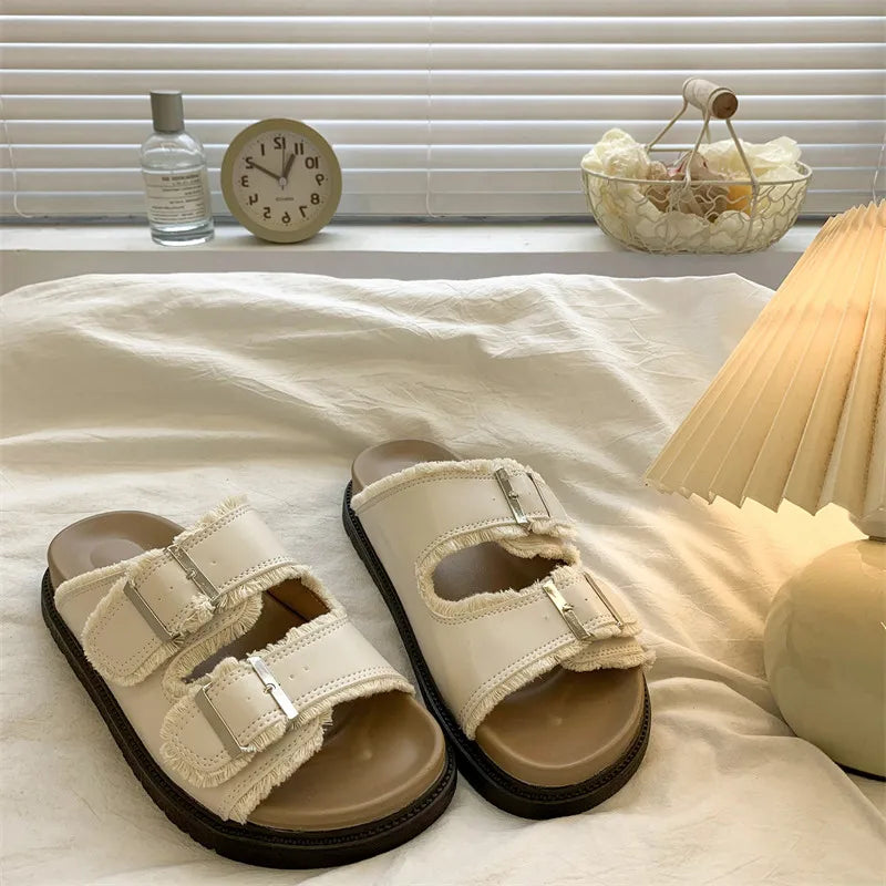 Tessa | Slide Sandals with Double Buckle Straps