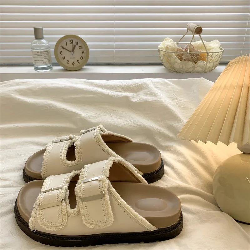 Tessa | Slide Sandals with Double Buckle Straps