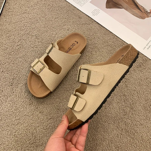 Tessa | Slide Sandals with Double Buckle Straps