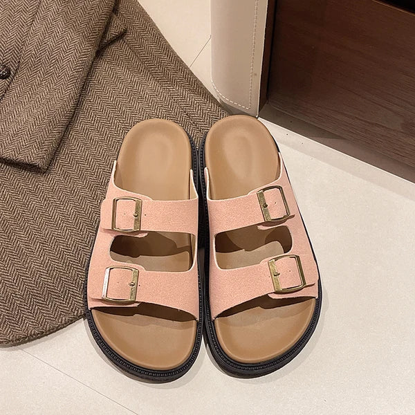 Tessa | Slide Sandals with Double Buckle Straps