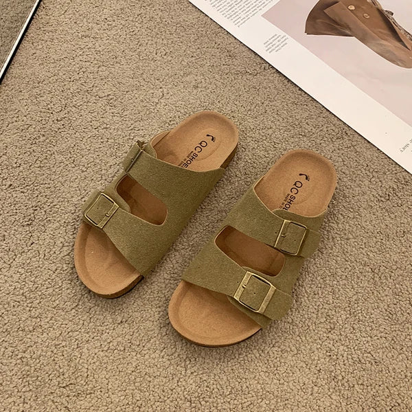 Tessa | Slide Sandals with Double Buckle Straps