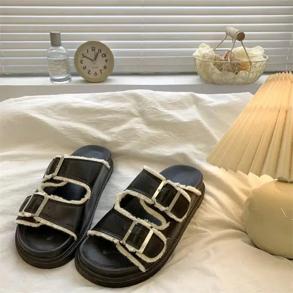 Tessa | Slide Sandals with Double Buckle Straps