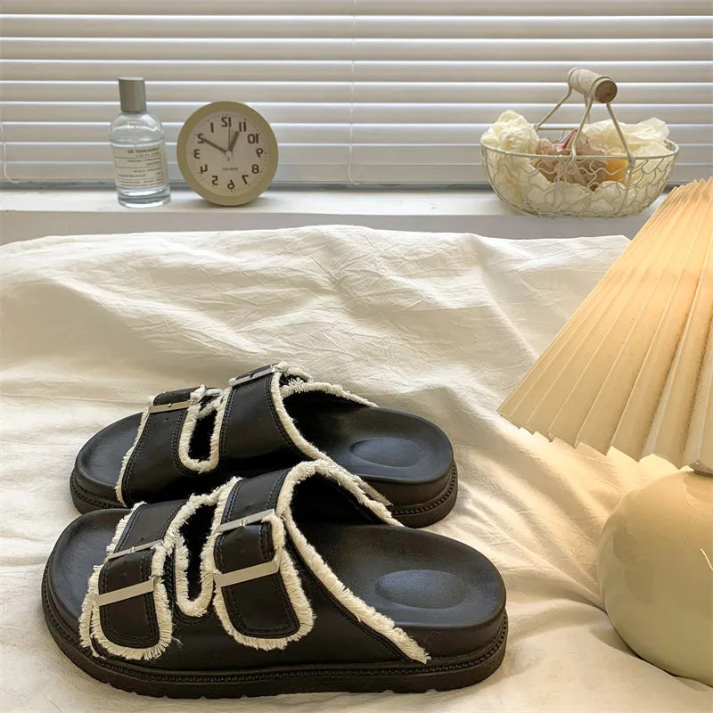 Tessa | Slide Sandals with Double Buckle Straps