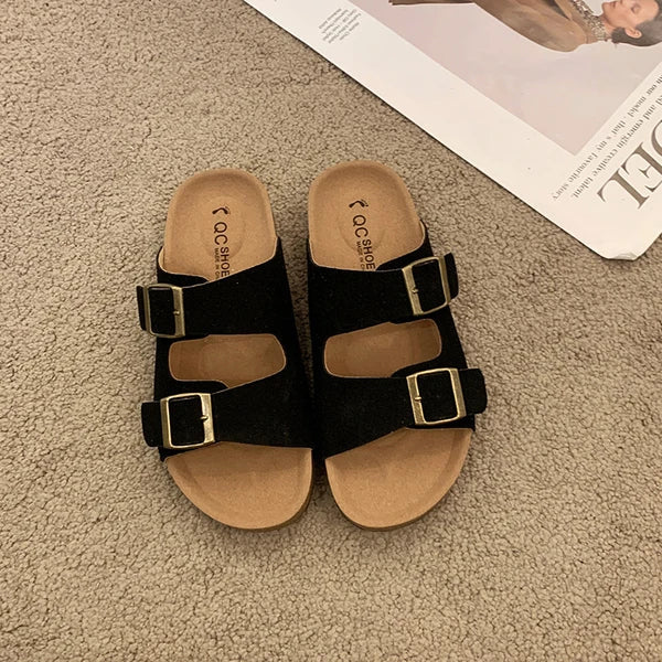 Tessa | Slide Sandals with Double Buckle Straps