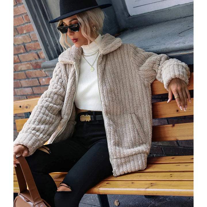 Tessa | Textured Fleece Jacket with Zip Front