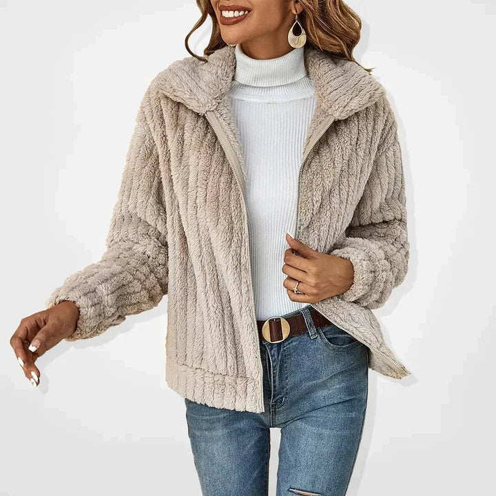Tessa | Textured Fleece Jacket with Zip Front