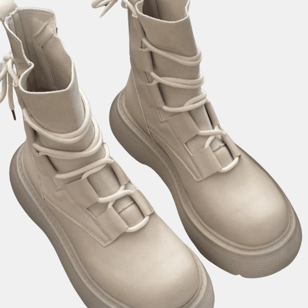 Texie | Chunky Lace Up Ankle Boots with Platform Sole