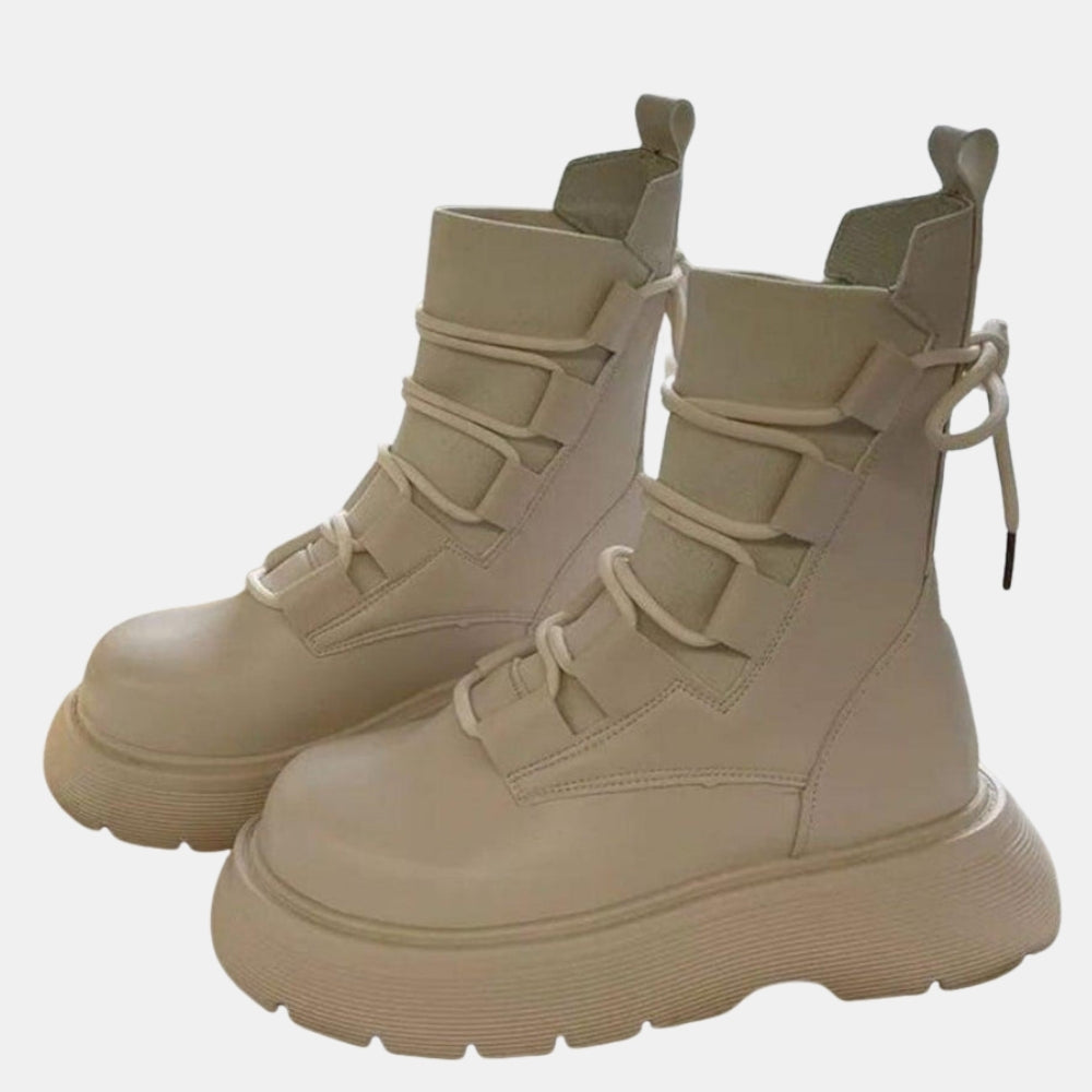 Texie | Chunky Lace Up Ankle Boots with Platform Sole