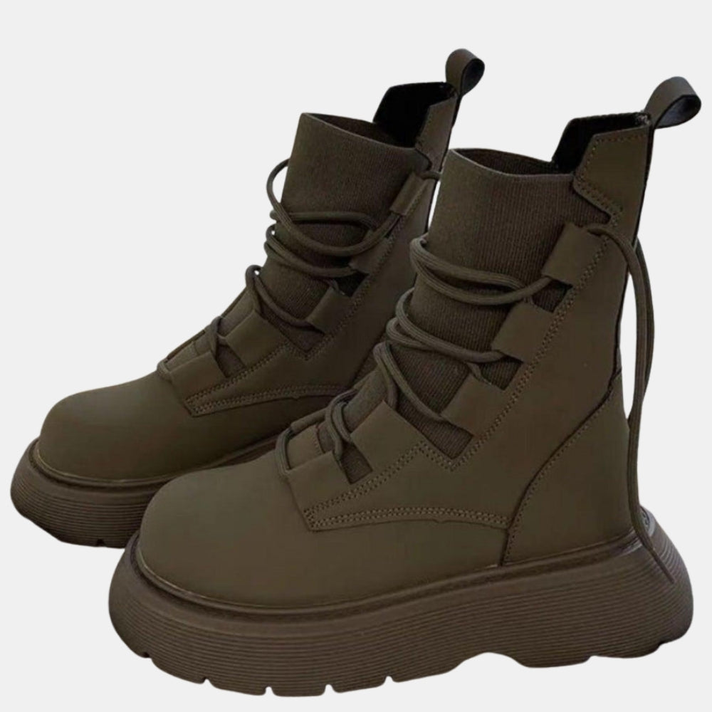 Texie | Chunky Lace Up Ankle Boots with Platform Sole