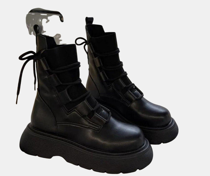 Texie | Chunky Lace Up Ankle Boots with Platform Sole