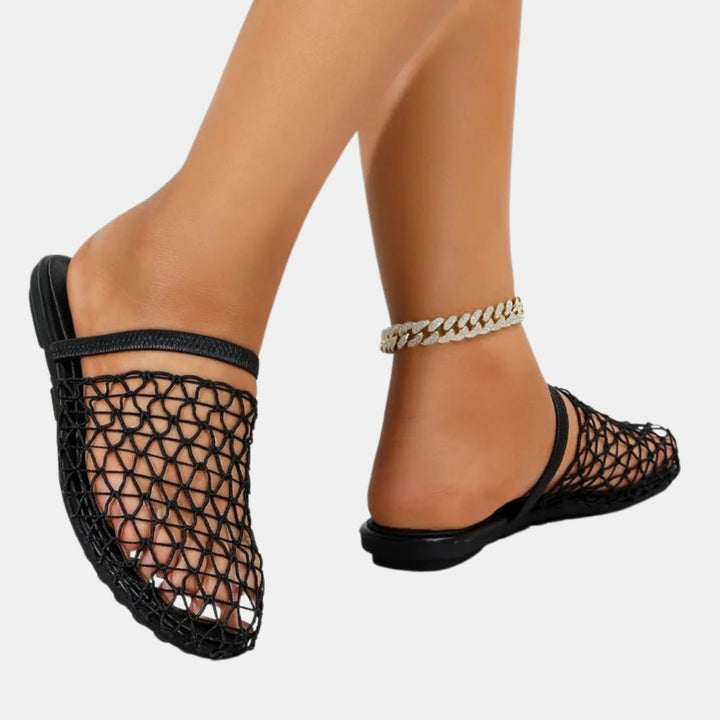 Thessaly | Mesh Slip-On Flats with Open Back