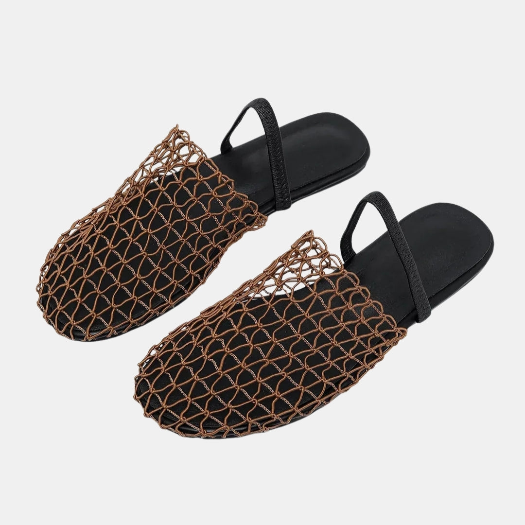 Thessaly | Mesh Slip-On Flats with Open Back