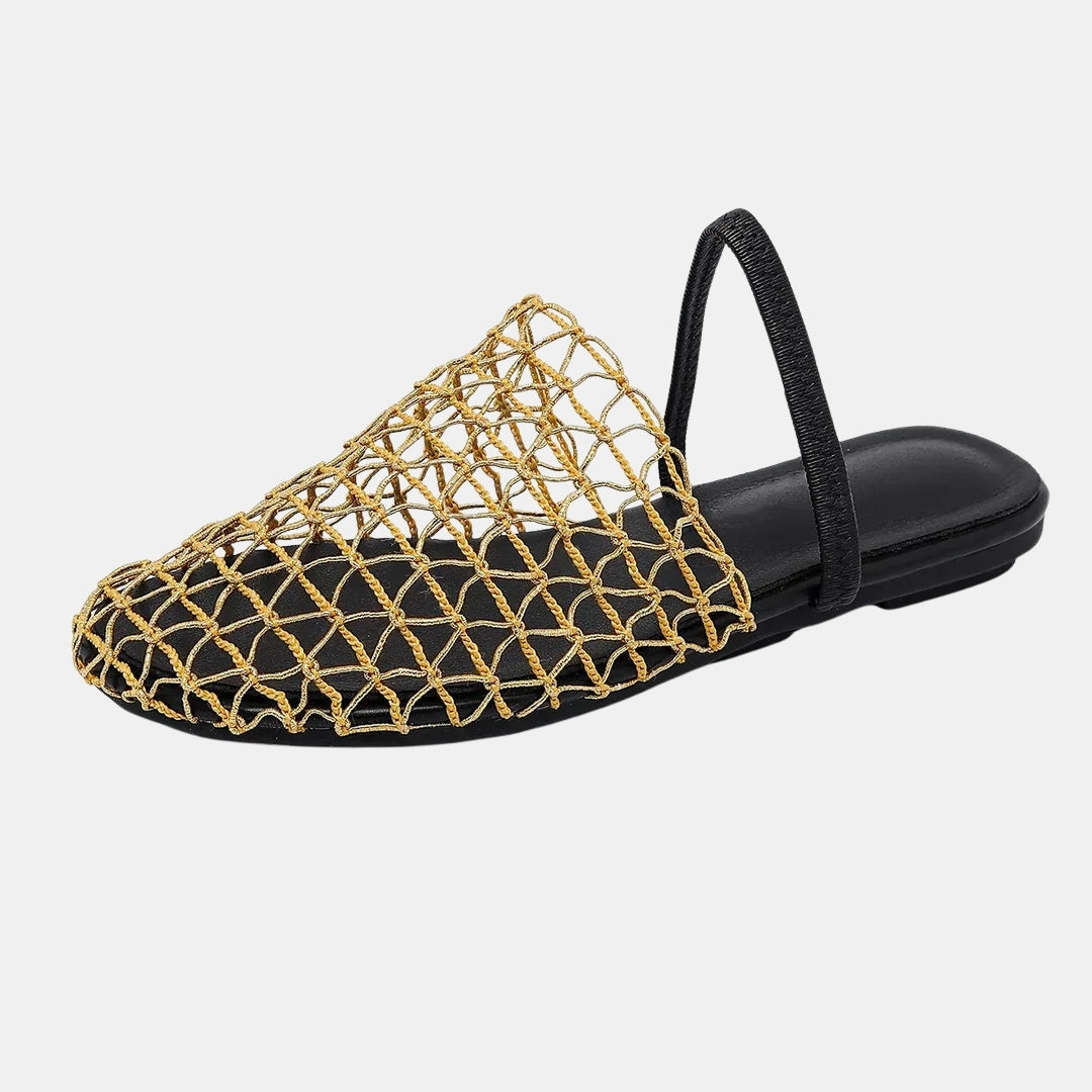 Thessaly | Mesh Slip-On Flats with Open Back