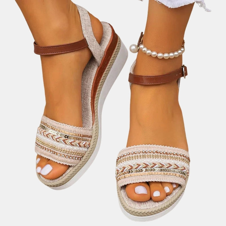 Tommie | Espadrille Wedge Sandals with Beaded Straps