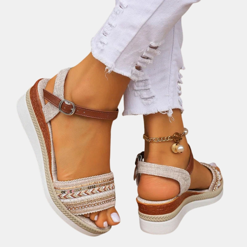 Tommie | Espadrille Wedge Sandals with Beaded Straps