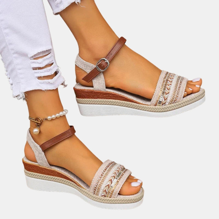 Tommie | Espadrille Wedge Sandals with Beaded Straps
