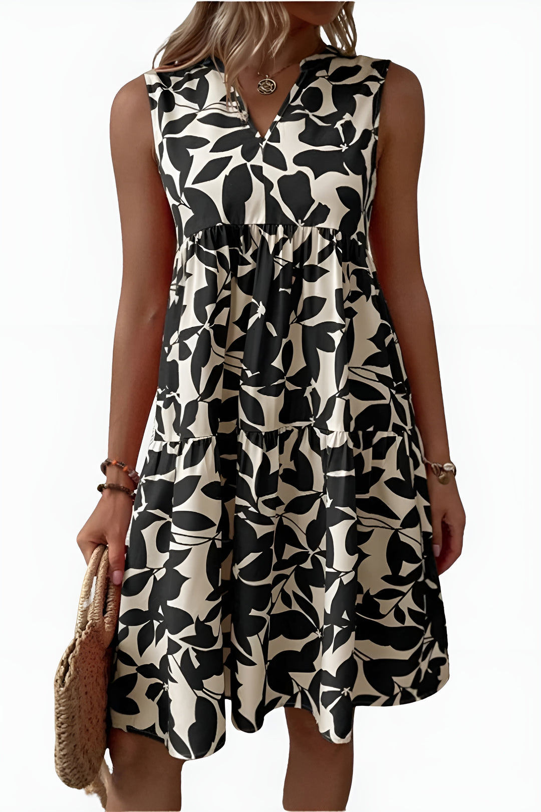 Toryzandra | Chic Sleeveless Floral Midi Dress