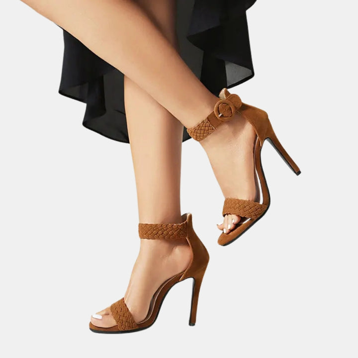 Ulrica | Braided Strap Heels with Ankle Strap