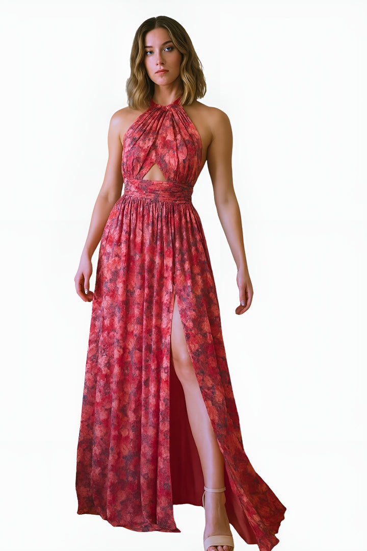 Ulyndessa | Elegant Halter Maxi Dress with Front Slit