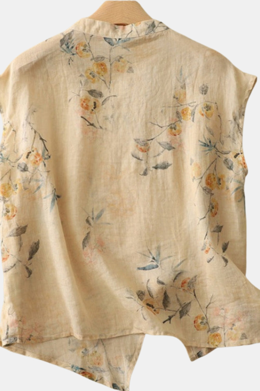 Umberly | Floral Sleeveless Blouse with Mandarin Collar