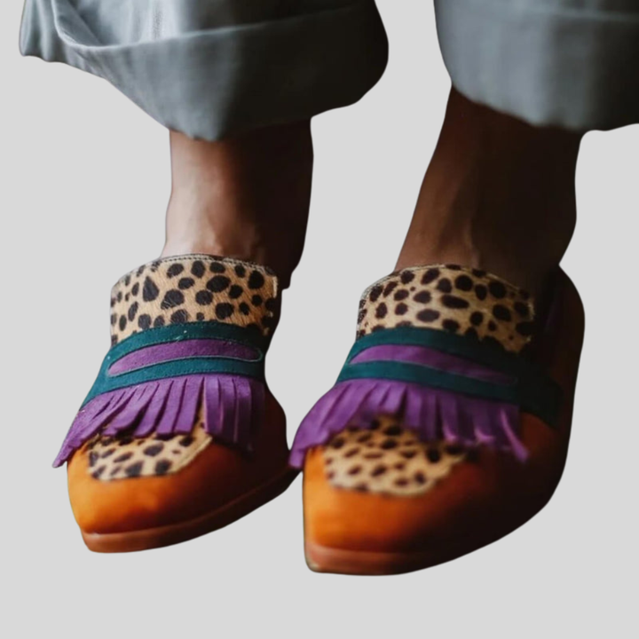 Delaney | Statement Leopard Print Loafers with Fringe Detail