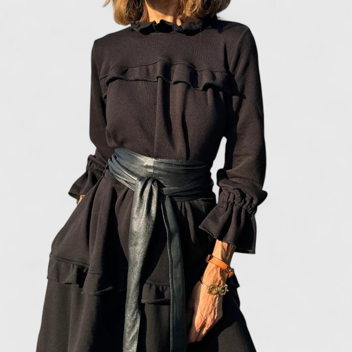 Urelina | Tiered Midi Dress with Long Sleeves
