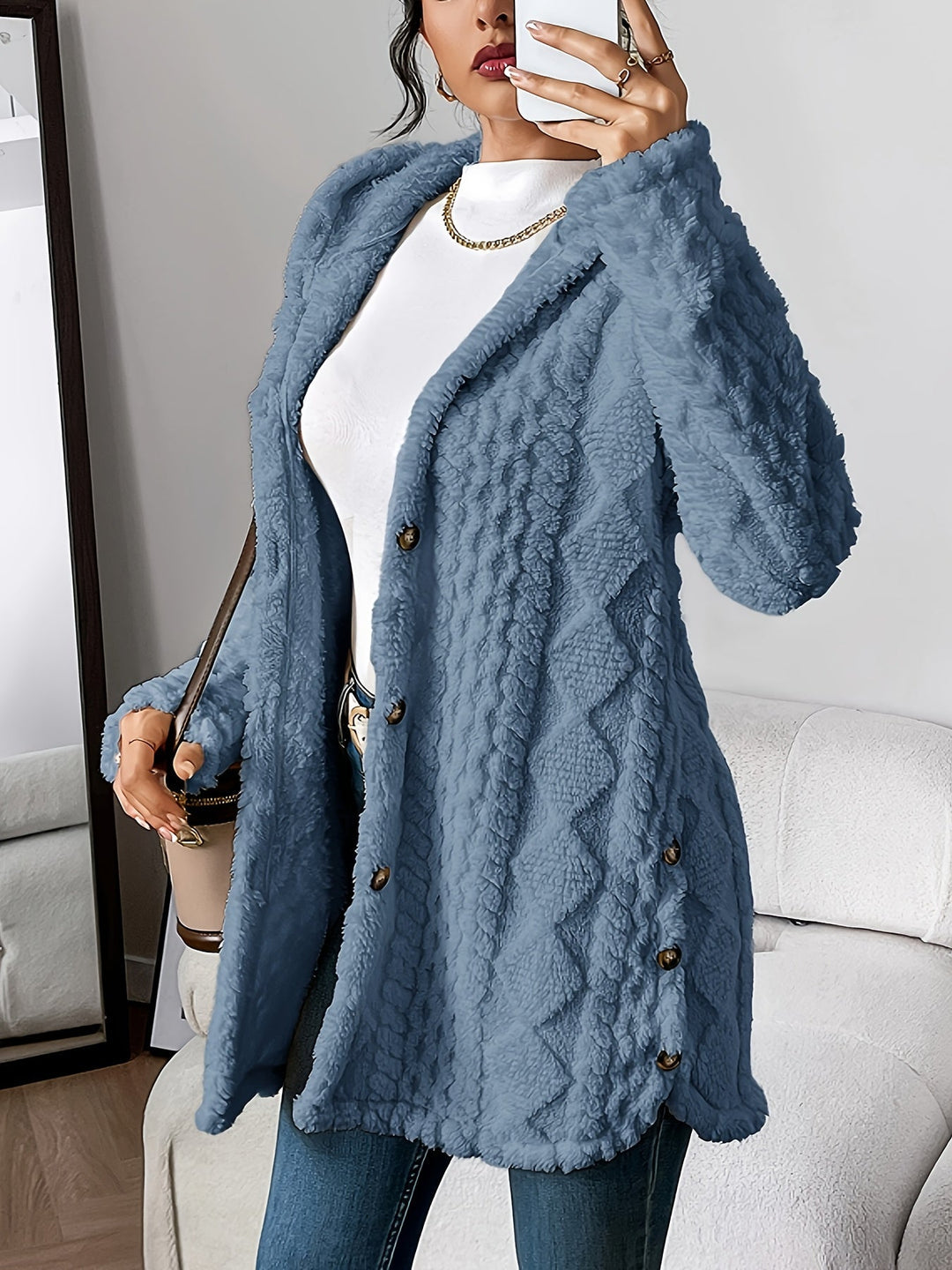 Ursula | Hooded Knit Cardigan with Button Front
