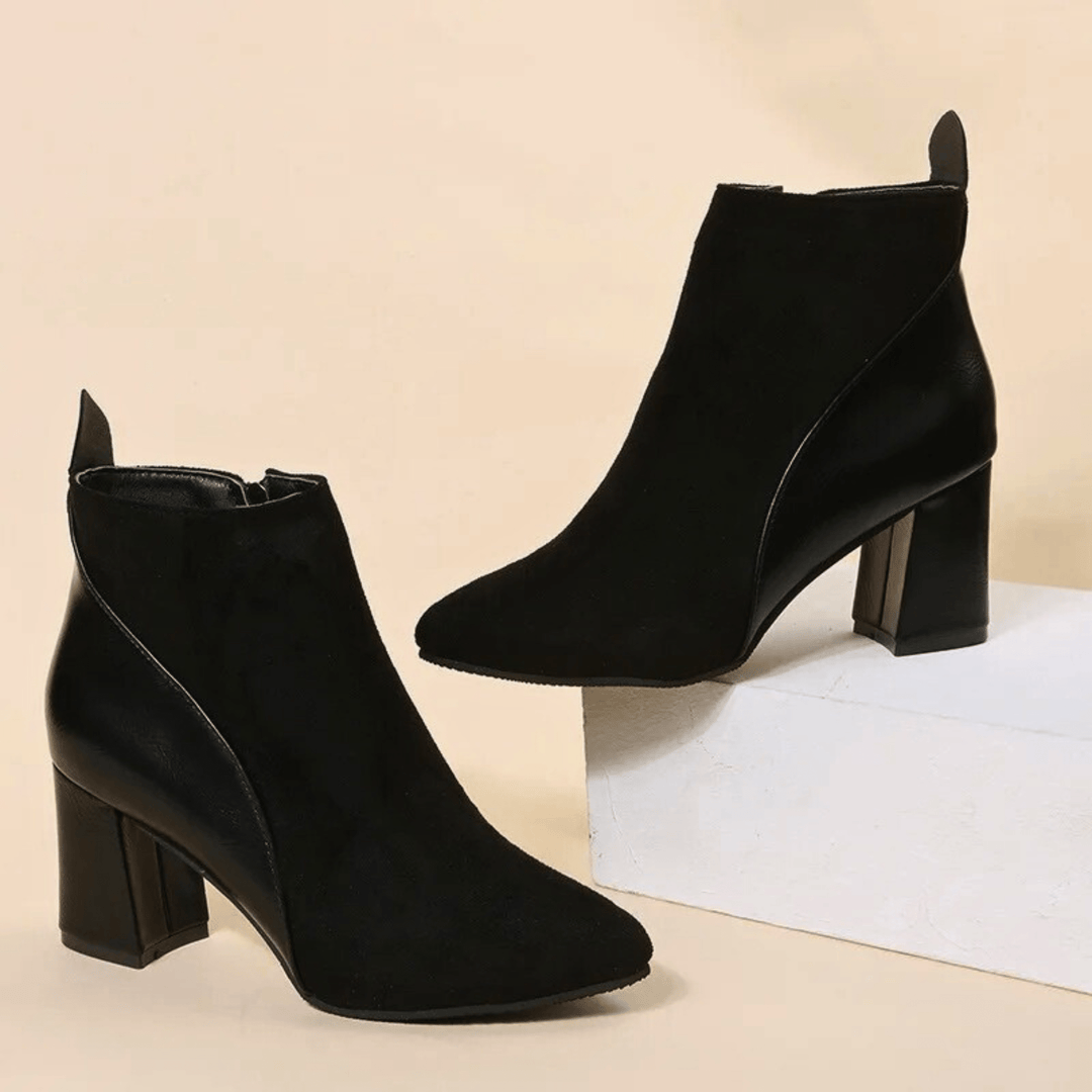 Valmont | Pointed Toe Ankle Booties With Block Heel