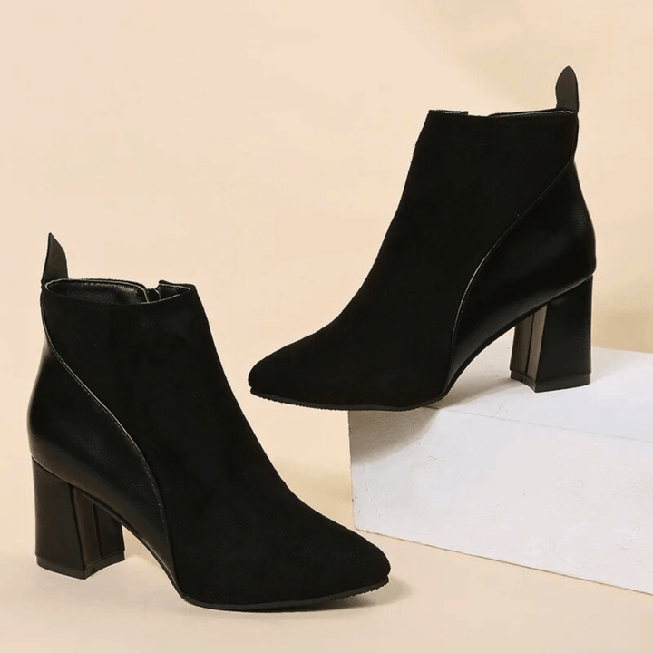 Valmont | Pointed Toe Ankle Booties With Block Heel