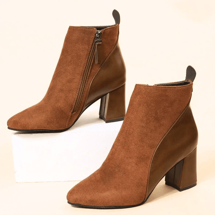Valmont | Pointed Toe Ankle Booties With Block Heel