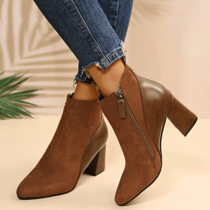 Valmont | Pointed Toe Ankle Booties With Block Heel