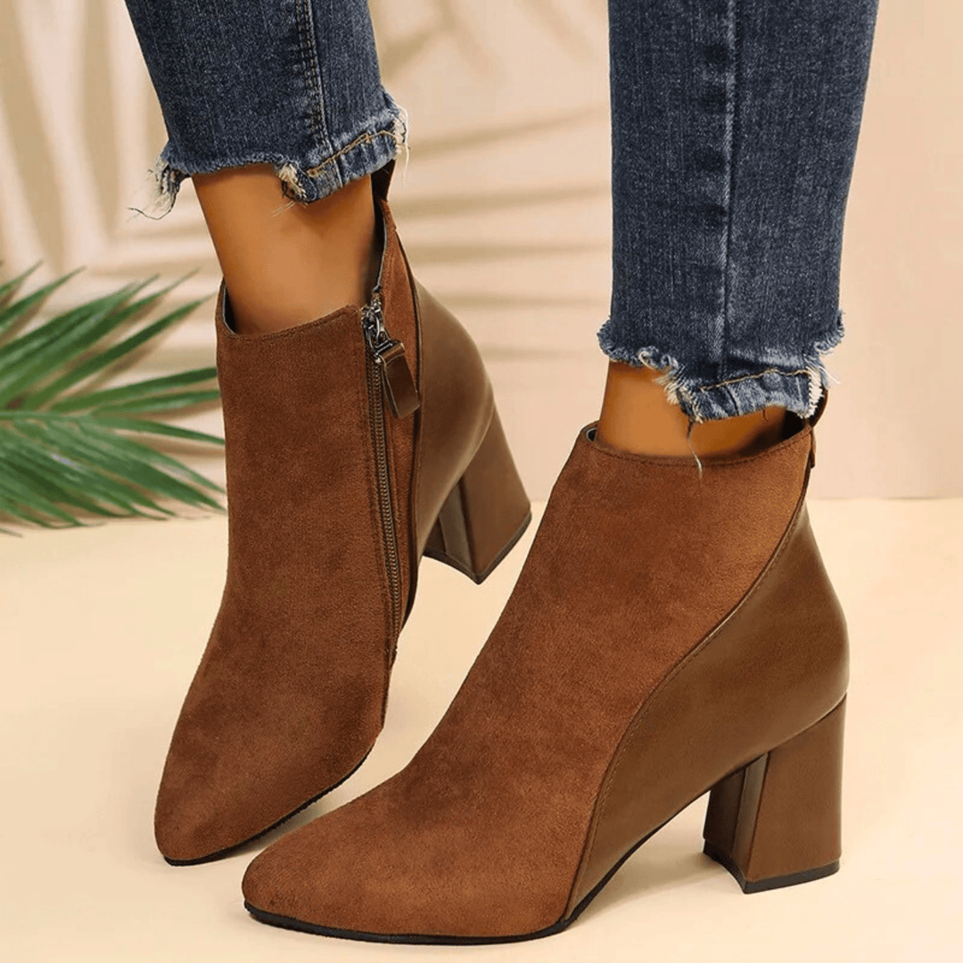 Valmont | Pointed Toe Ankle Booties With Block Heel