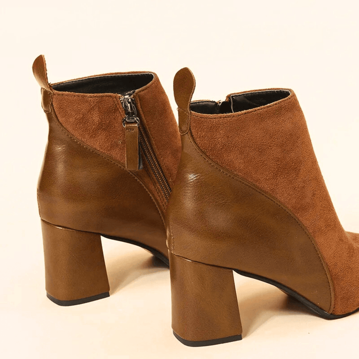 Valmont | Pointed Toe Ankle Booties With Block Heel