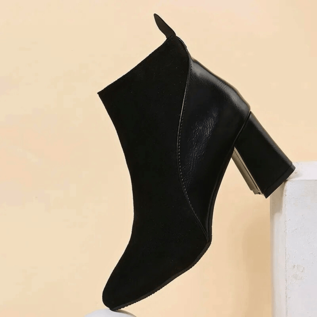 Valmont | Pointed Toe Ankle Booties With Block Heel
