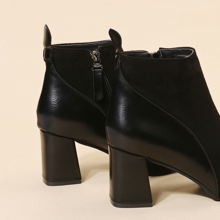 Valmont | Pointed Toe Ankle Booties With Block Heel