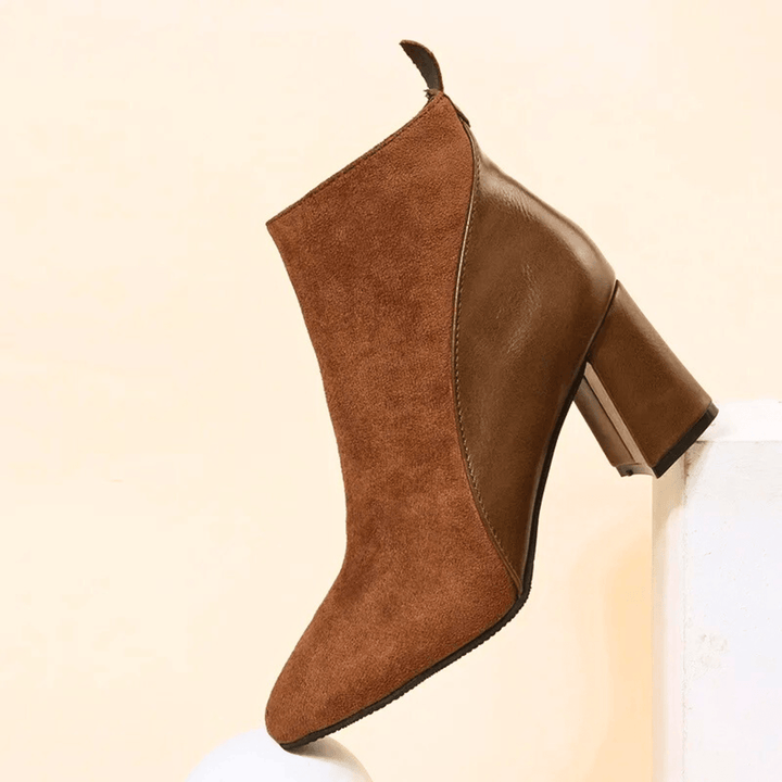 Valmont | Pointed Toe Ankle Booties With Block Heel