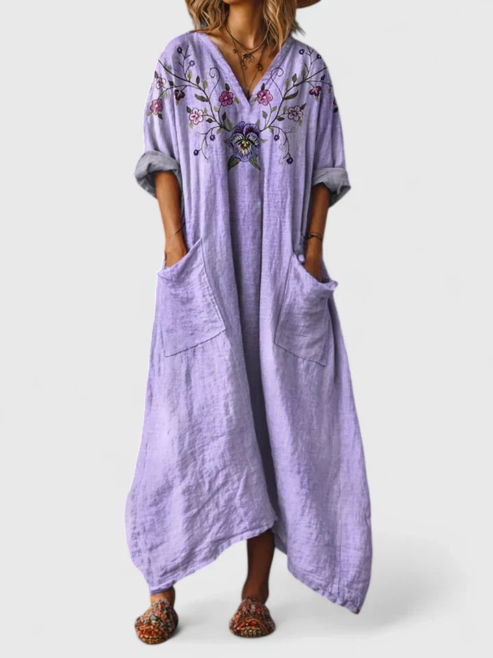 Valyssa | Bohemian Maxi Dress with V-Neck and Pockets