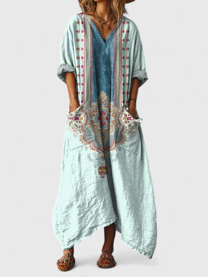 Valyssa | Bohemian Maxi Dress with V-Neck and Pockets