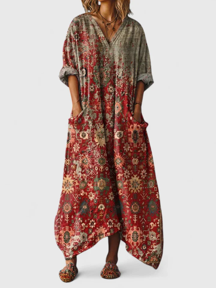 Valyssa | Bohemian Maxi Dress with V-Neck and Pockets