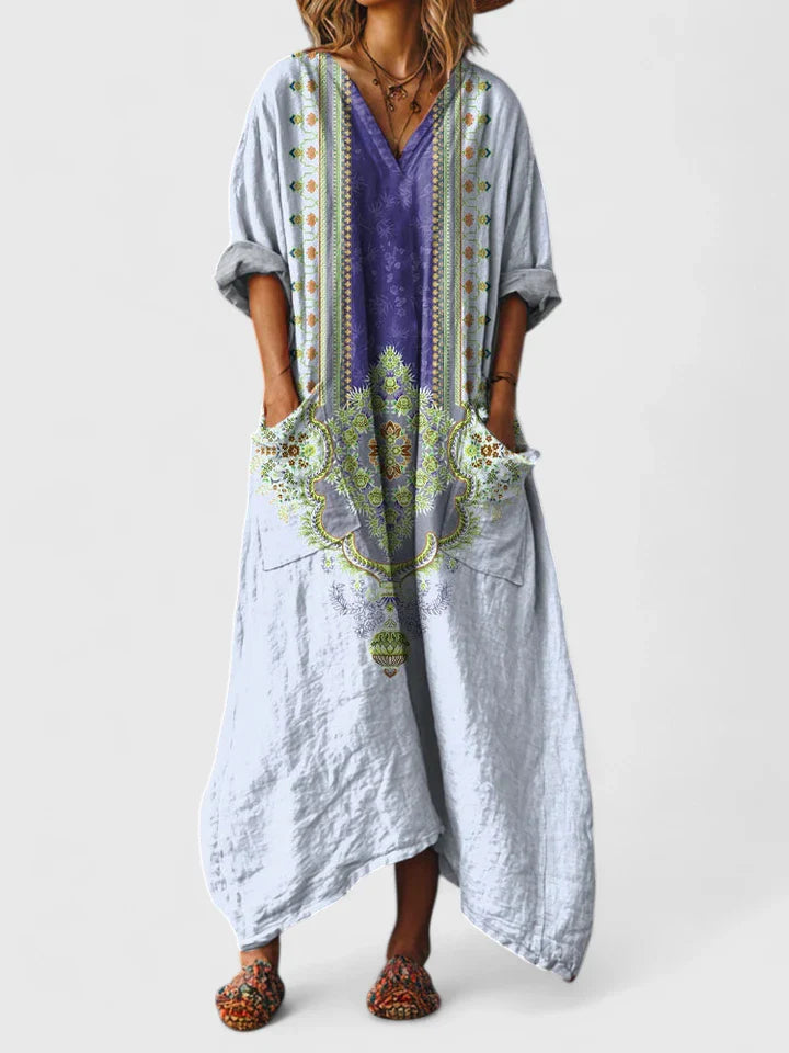 Valyssa | Bohemian Maxi Dress with V-Neck and Pockets