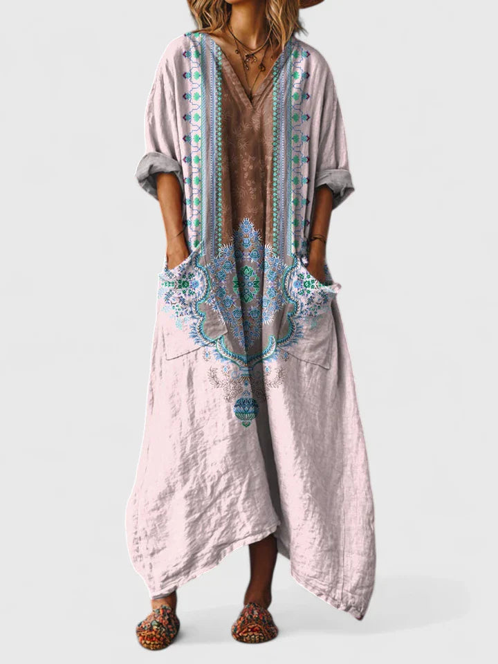 Valyssa | Bohemian Maxi Dress with V-Neck and Pockets