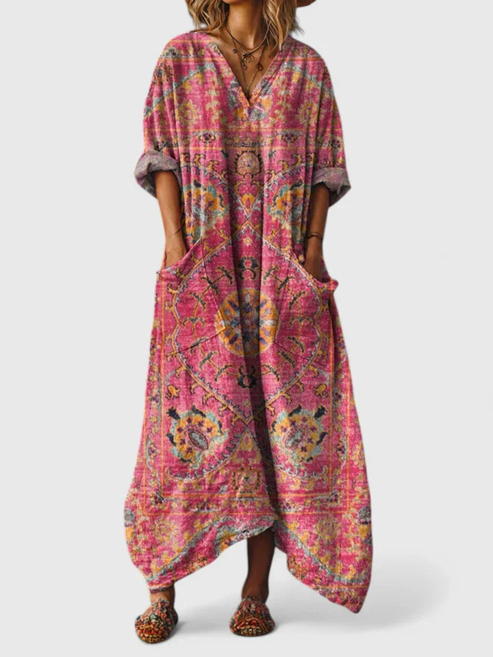 Valyssa | Bohemian Maxi Dress with V-Neck and Pockets