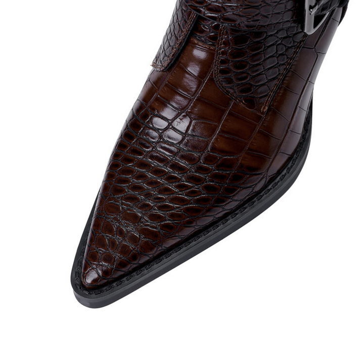 Vanessa | Pointed Toe Ankle Boots with Buckle Detail